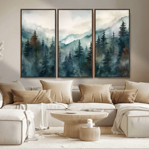 Serenity Forest Wall Art Canvas | Foggy Mountain Landscape