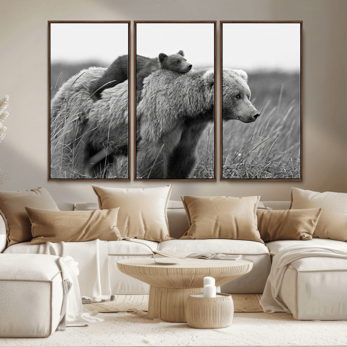 Bear and Cub Wall Art Canvas | 399 Bear Cub