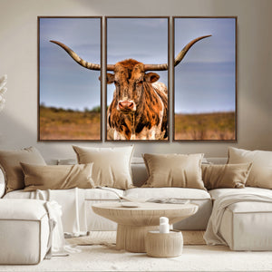 Texas Longhorn Wall Art Print, Framed Longhorn Cow Wall Art