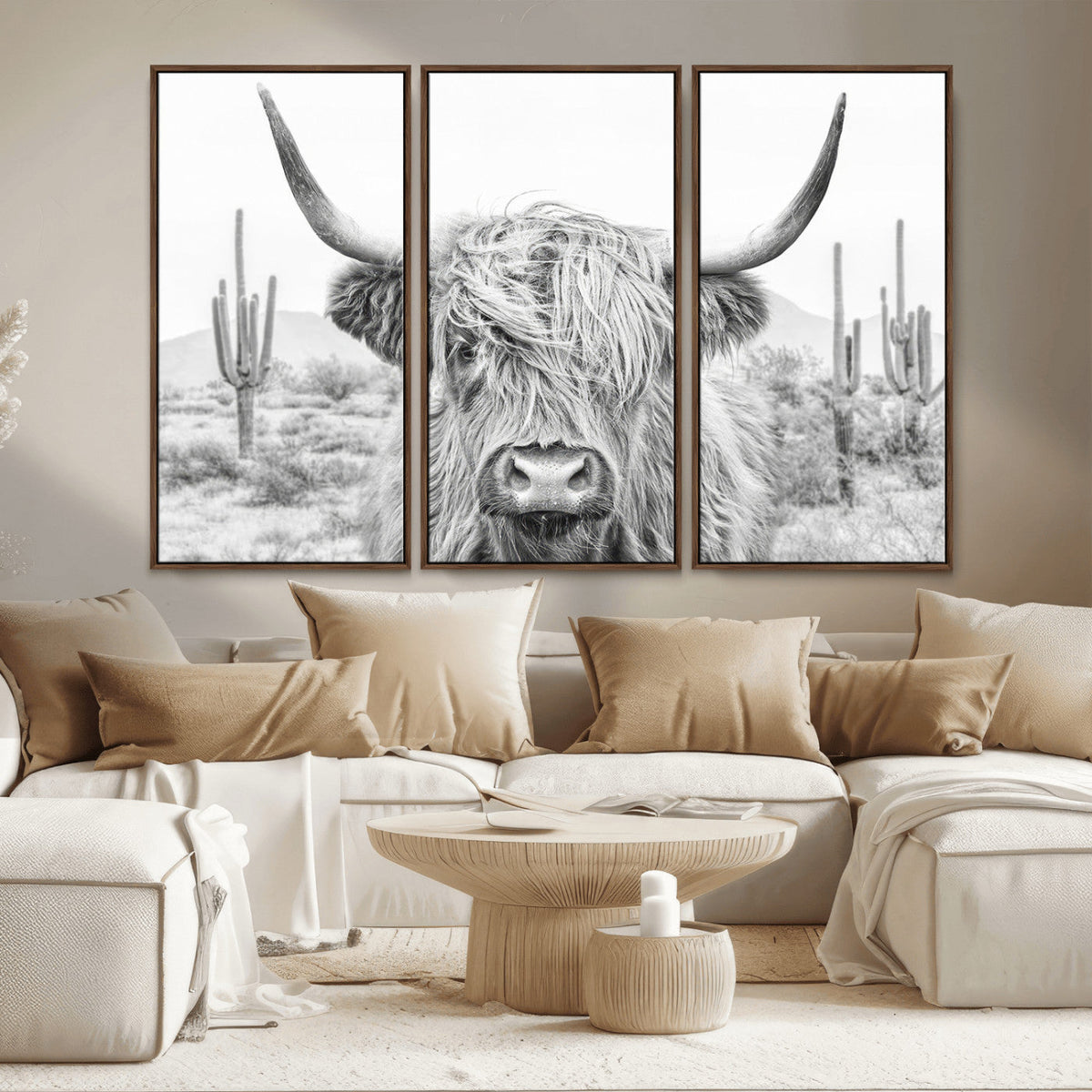 Rustic Charm | Cow Longhorn Black White Bighorn Wall Art