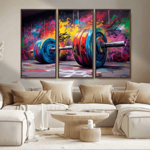 Abstract Graffiti Barbell Canvas Wall Art – Urban Fitness