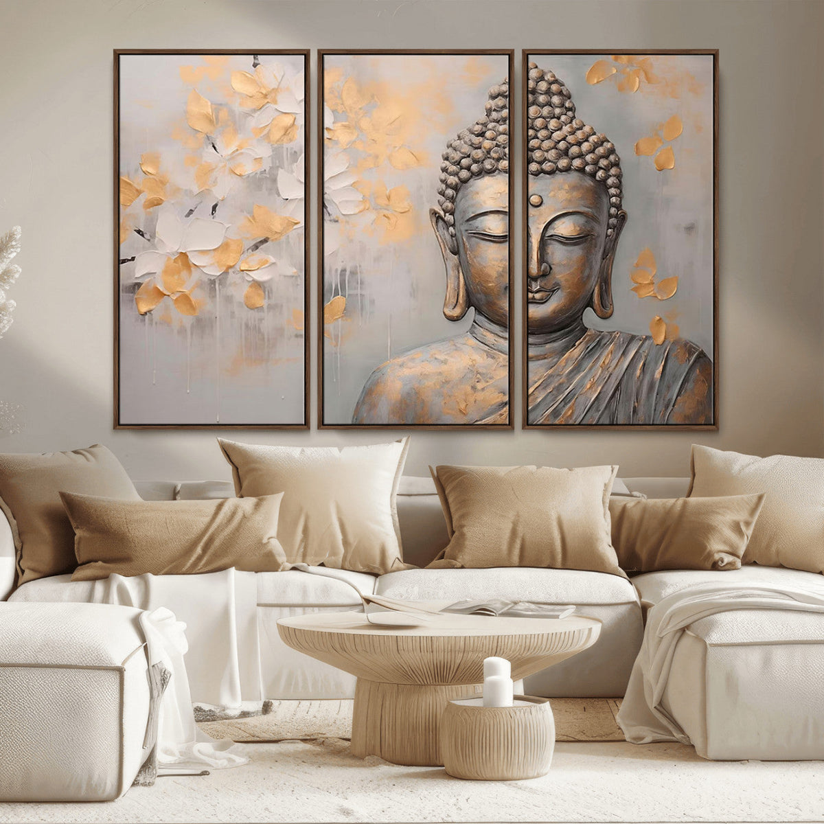 Abstract Buddha Statue Wall Art Canvas Print - Modern