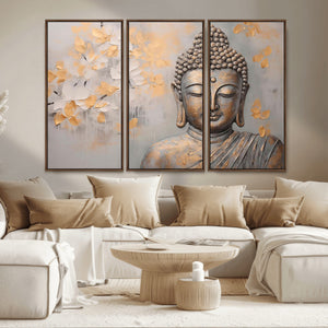 Abstract Buddha Statue Wall Art Canvas Print - Modern