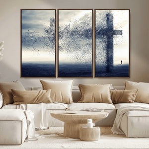 Jesus and the Fading Cross Wall Art Print – Symbol of Faith,