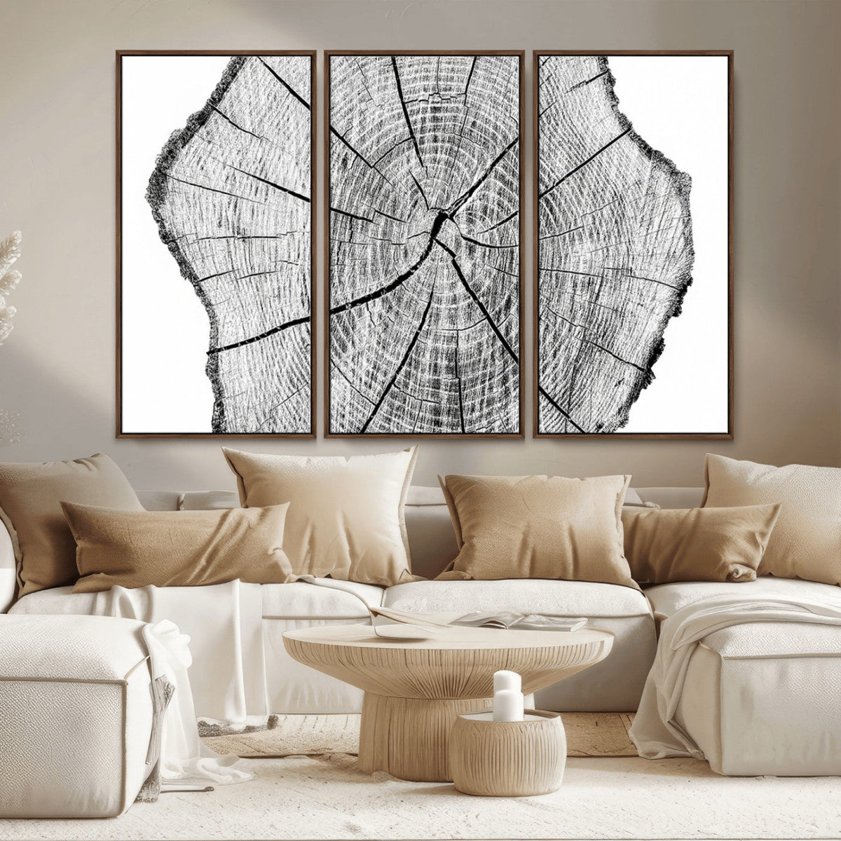 Rustic Tree Ring Wall Art Canvas Print – Framed and Ready to
