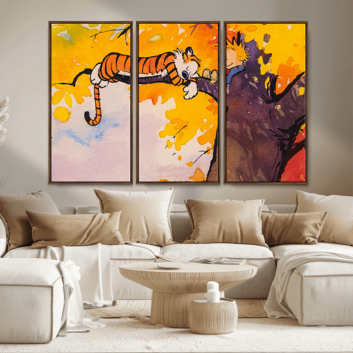 Calvin and Hobbes Tree Scene Canvas Print | 3 Panel Large