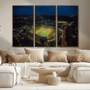 Michigan Stadium Night Game Wall Art – Sports Arena Aerial