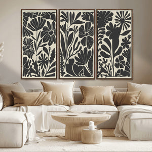 Modern Botanical Wall Art - Floral Black and White Canvas