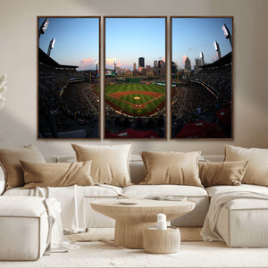 PNC Park Evening Game Triple Canvas Wall Art - Pittsburgh