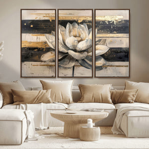 Lotus Flower Wall Art – Framed Abstract Floral Canvas