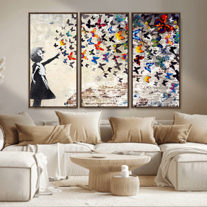 Banksy Graffiti Wall Art Canvas Print: Girl Releasing