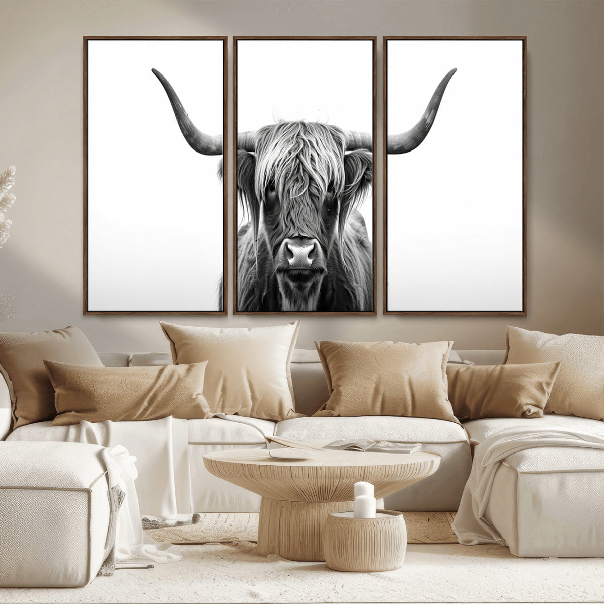Highland Wall Art Canvas Print – Minimalist Black and White