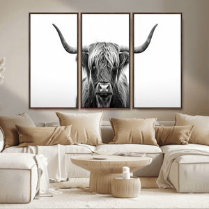 Highland Wall Art Canvas Print – Minimalist Black and White
