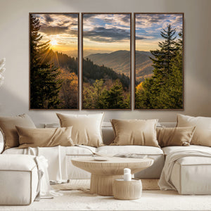 Sunrise Over the Smoky Mountains Canvas Wall Art –