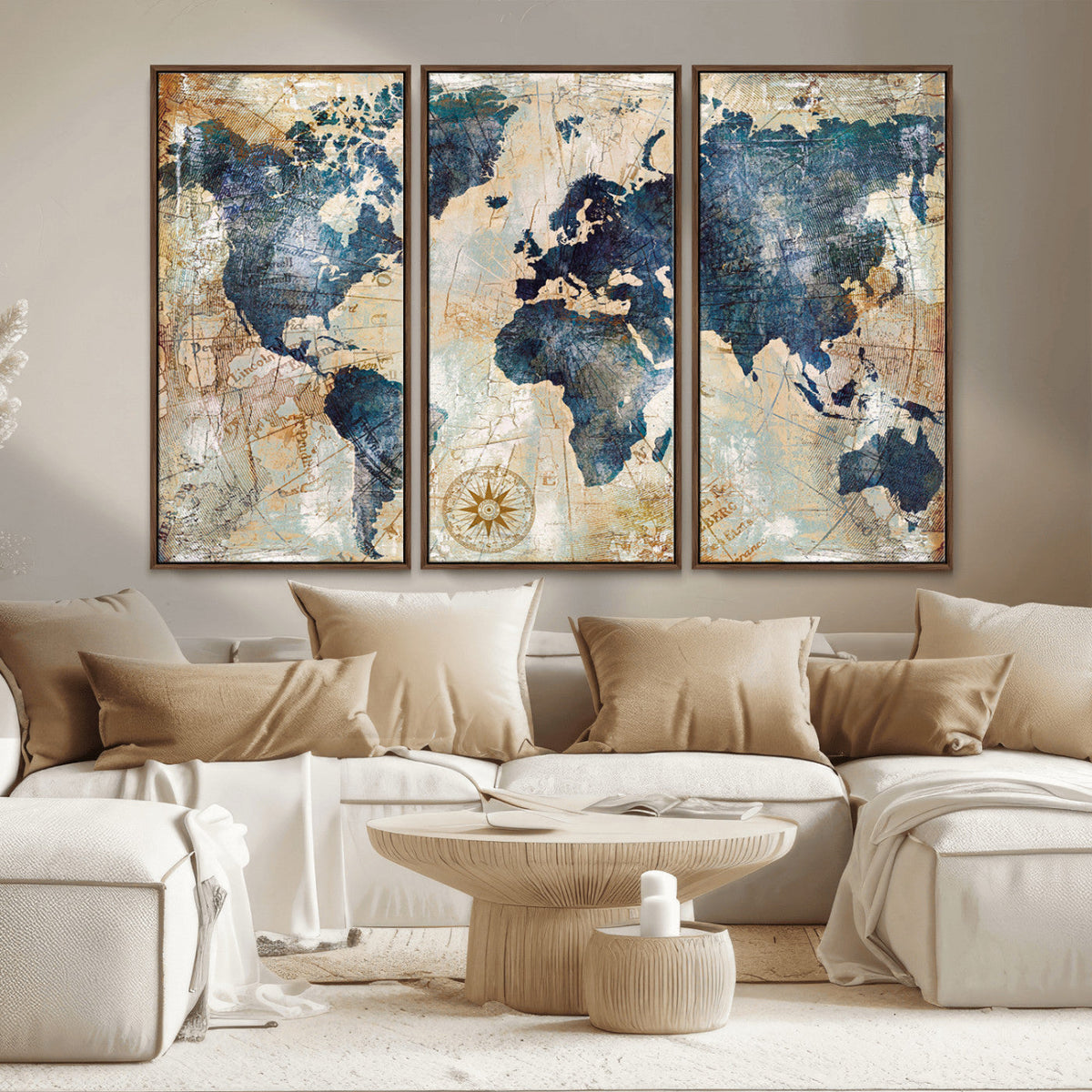 World Map Canvas Print – Framed Wall Art for Couples,