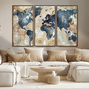 World Map Canvas Print – Framed Wall Art for Couples,
