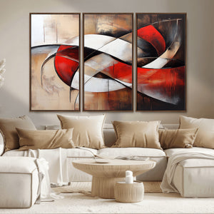 Abstract Wall Art - Modern Red and White Canvas Wall Art