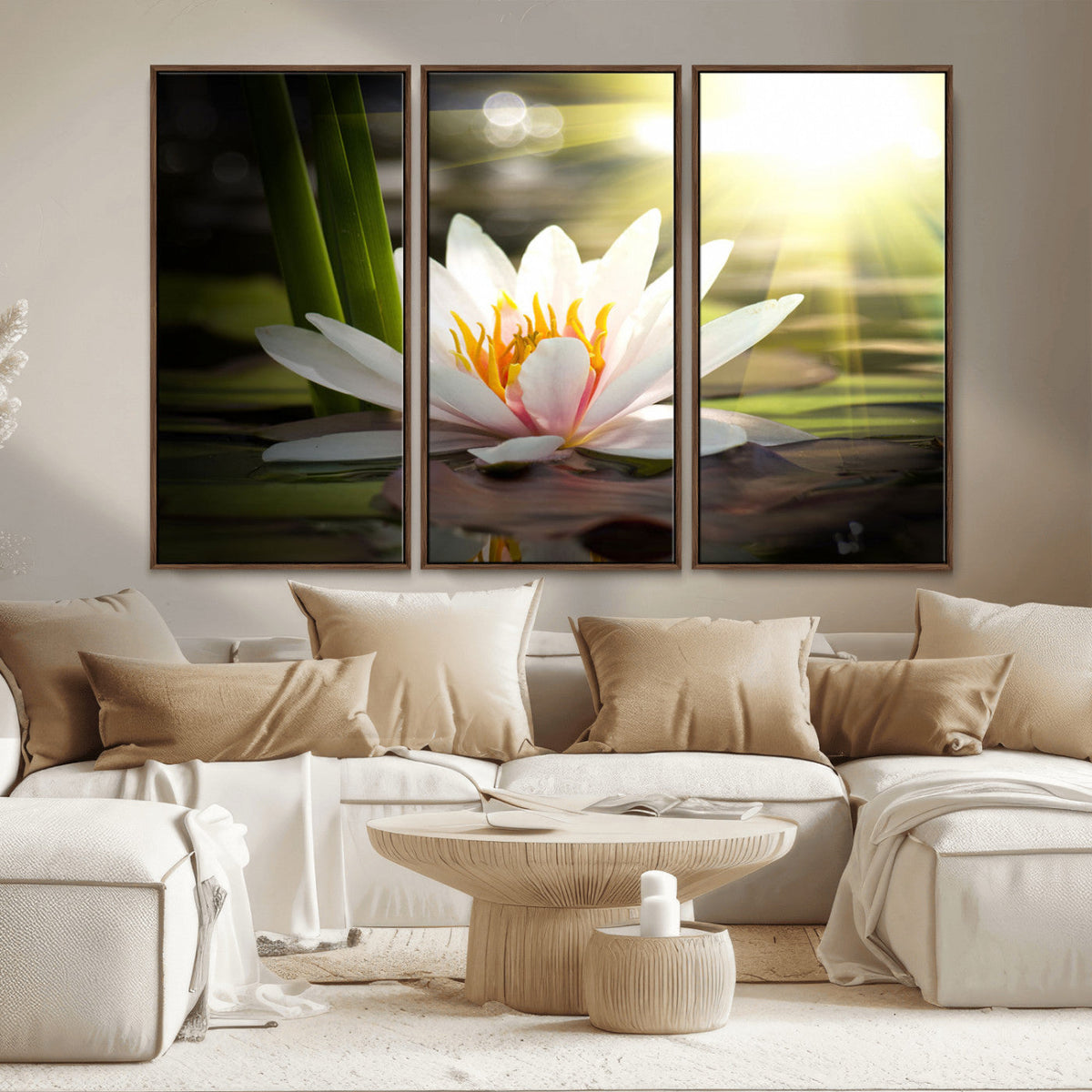 Lotus Flower Wall Art Canvas Print, Water Lily Large Wall