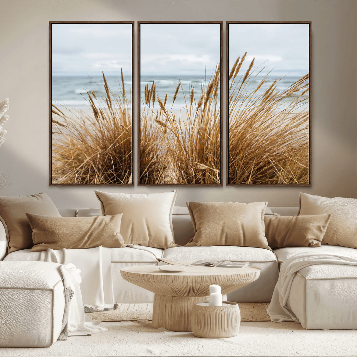 Beach Grass Wall Art Canvas Print – Framed Coastal Dunes Art