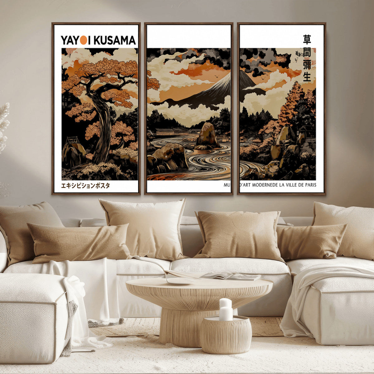 Modern Japanese Wall Art Canvas Print – Framed Abstract