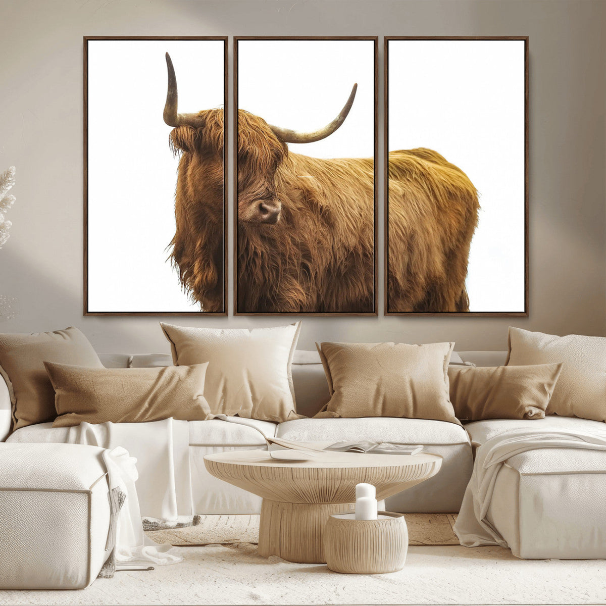 Highland Cow Wall Art Canvas Print – Framed Farmhouse Rustic