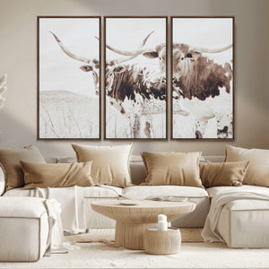 Longhorn Wall Art Canvas Print – Framed Western Cow Rustic