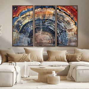 Tree Rings Wall Art Canvas Print – Framed Wood Art Picture