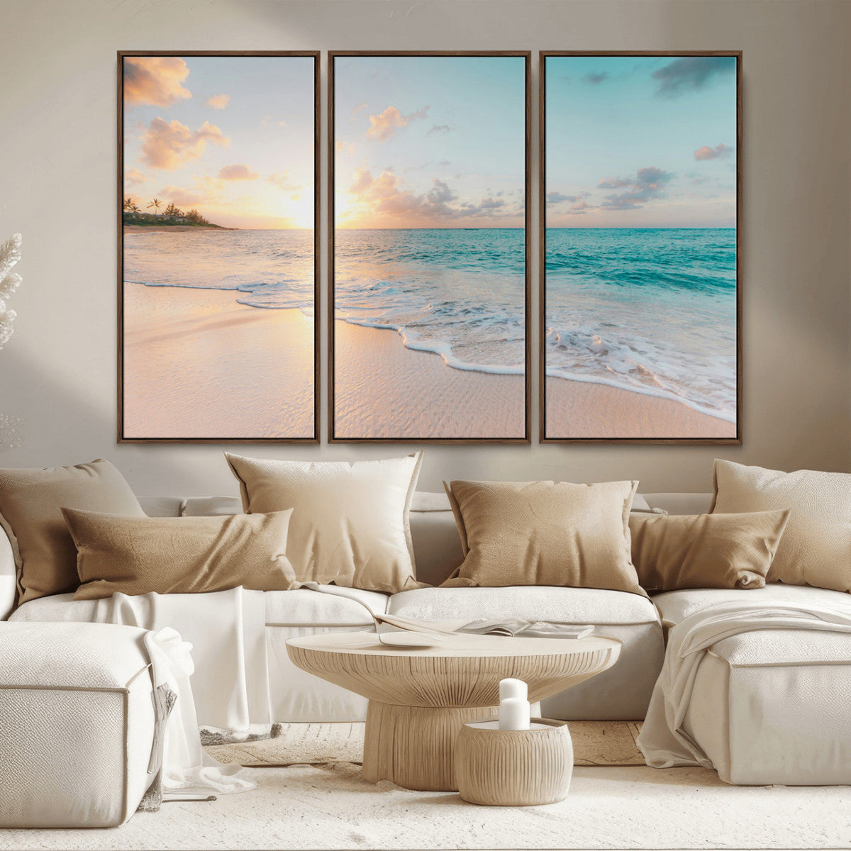 Beach Sunset Wall Art Canvas Print – Framed Ocean Waves