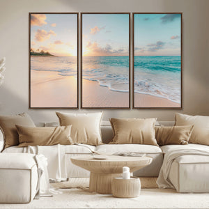 Beach Sunset Wall Art Canvas Print – Framed Ocean Waves
