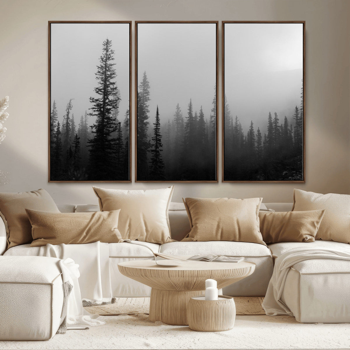 Misty Pines Wall Art Canvas Print – Framed Woodland
