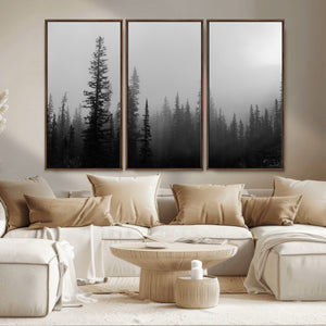 Misty Pines Wall Art Canvas Print – Framed Woodland