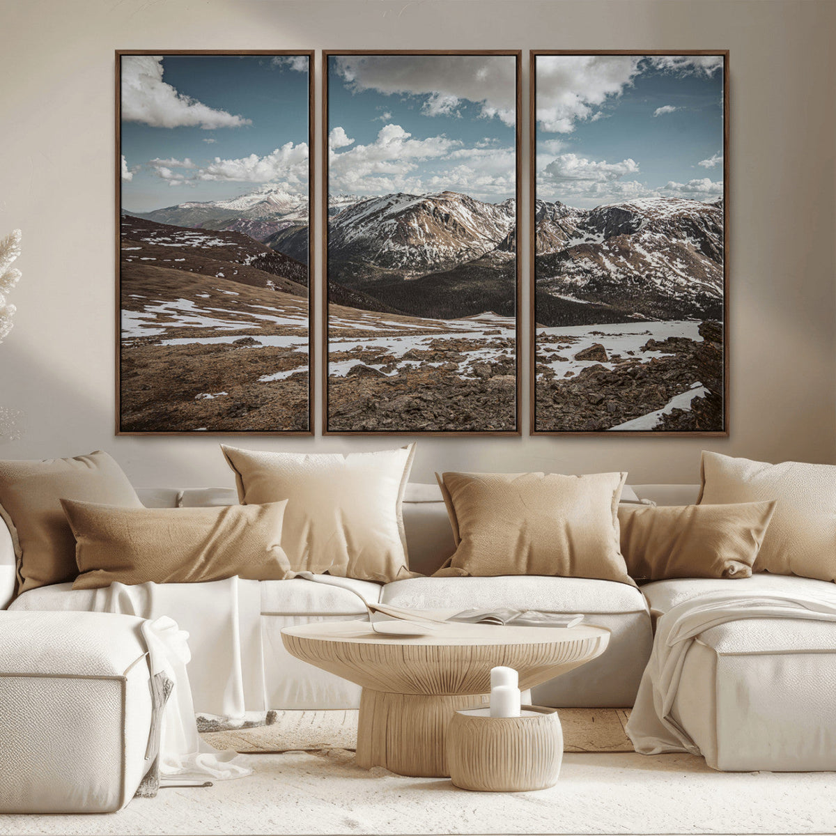 Mountain Landscape Wall Art Canvas Print – Framed Snowy
