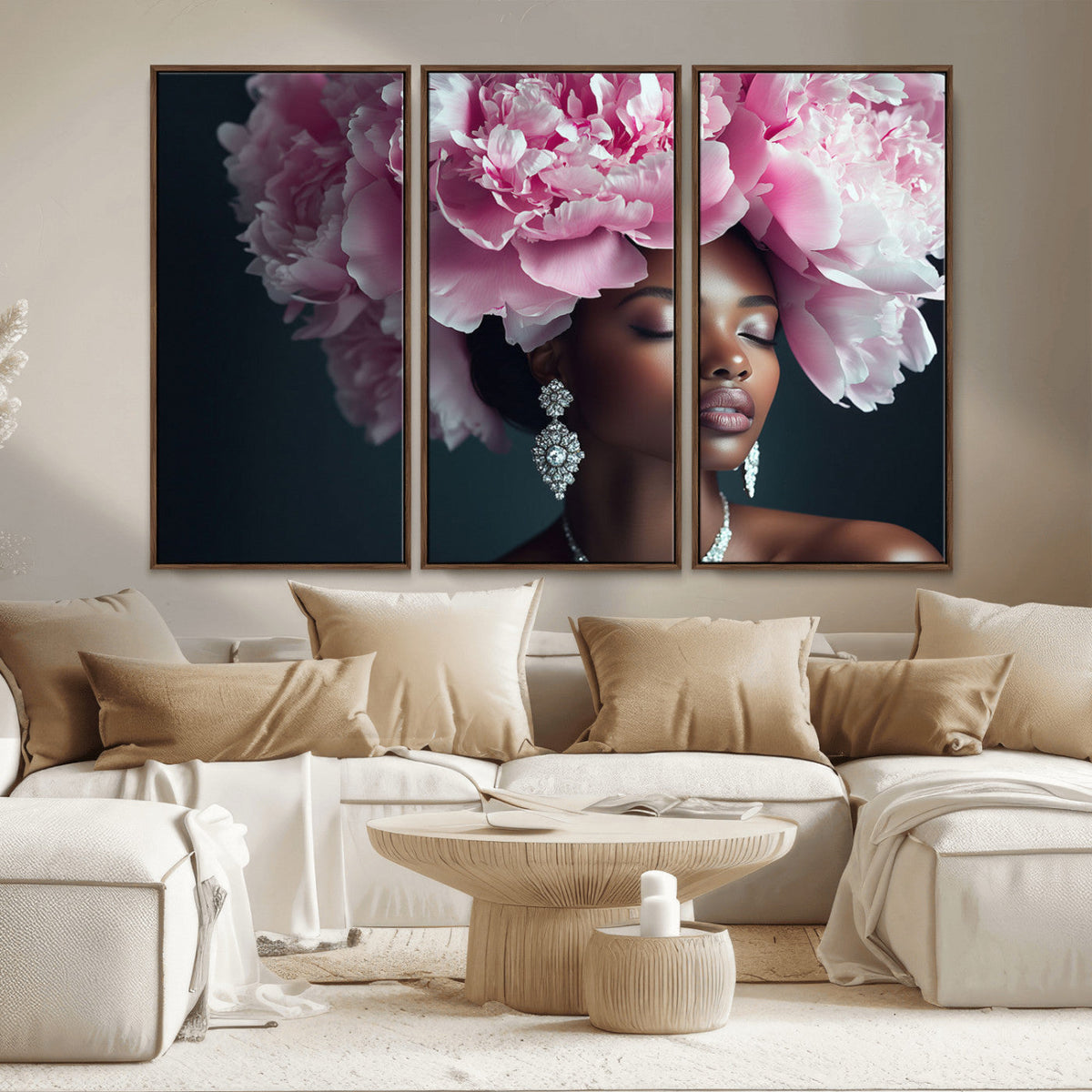 Black Beauty Petal Crown Wall Art Canvas Print – Floral