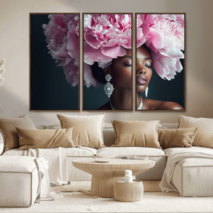 Black Beauty Petal Crown Wall Art Canvas Print – Floral