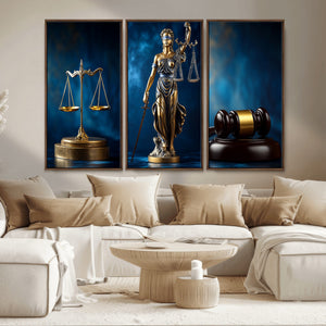 Lady Justice Wall Art Canvas Print – Elegant Gold Legal