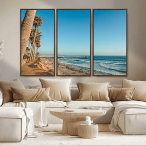 Scenic Beach Wall Art Canvas Print – Tall Palm Trees, Sandy