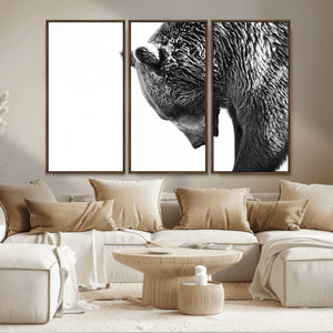 Black and White Grizzly 399 Bear Canvas Print Wall Art |