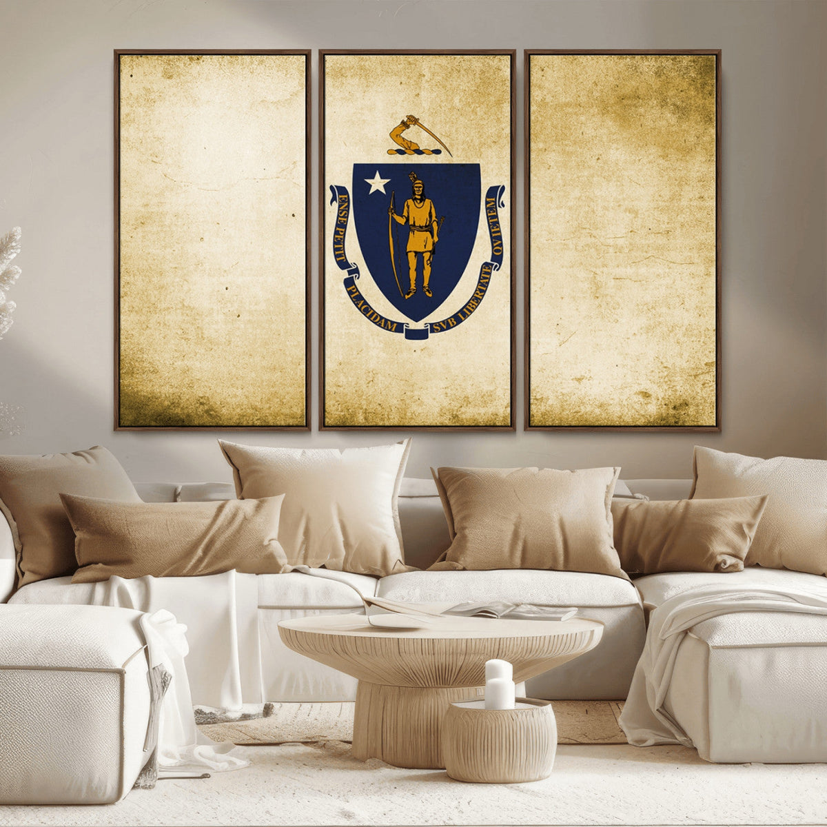 Massachusetts Flag Wall Art Canvas Print