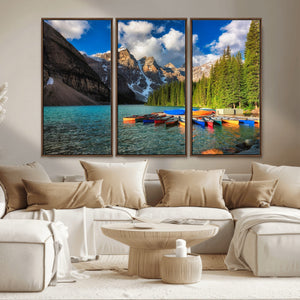 Moraine Lake 3-Panel Wall Art, Majestic Mountain and Lake