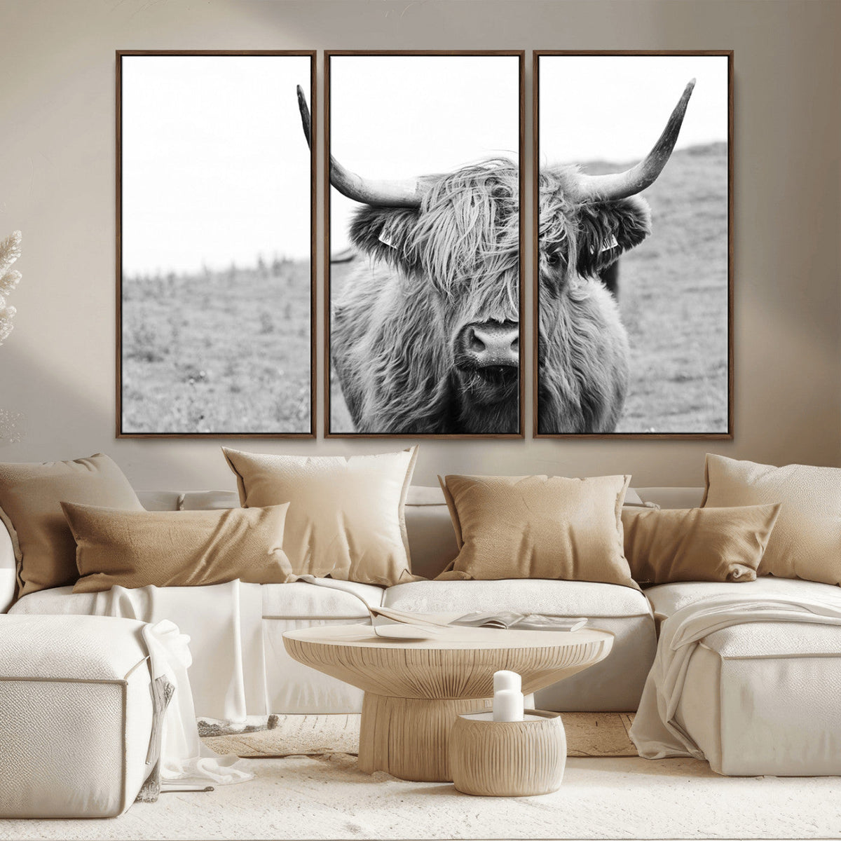 Newfoundland Cow Art Wall Art, Black White Cow Art Wall Art