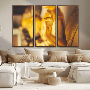 Gold Buddha Statue Hands Wall Art Canvas Print