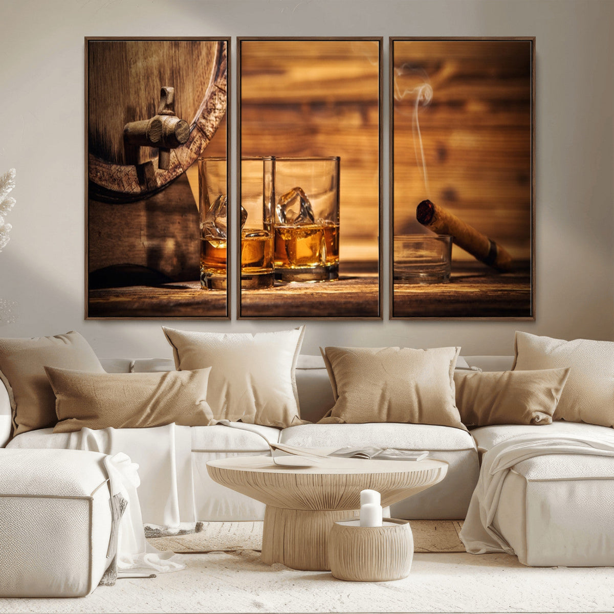 Rustic Whiskey and Barrel Canvas Print
