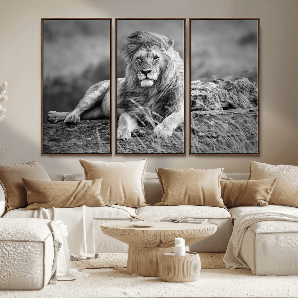 King Forest Lion Wall Art Canvas Print – Framed Majestic