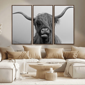 Texas Cow Wall Art Canvas, Texas Longhorn Cattle Canvas