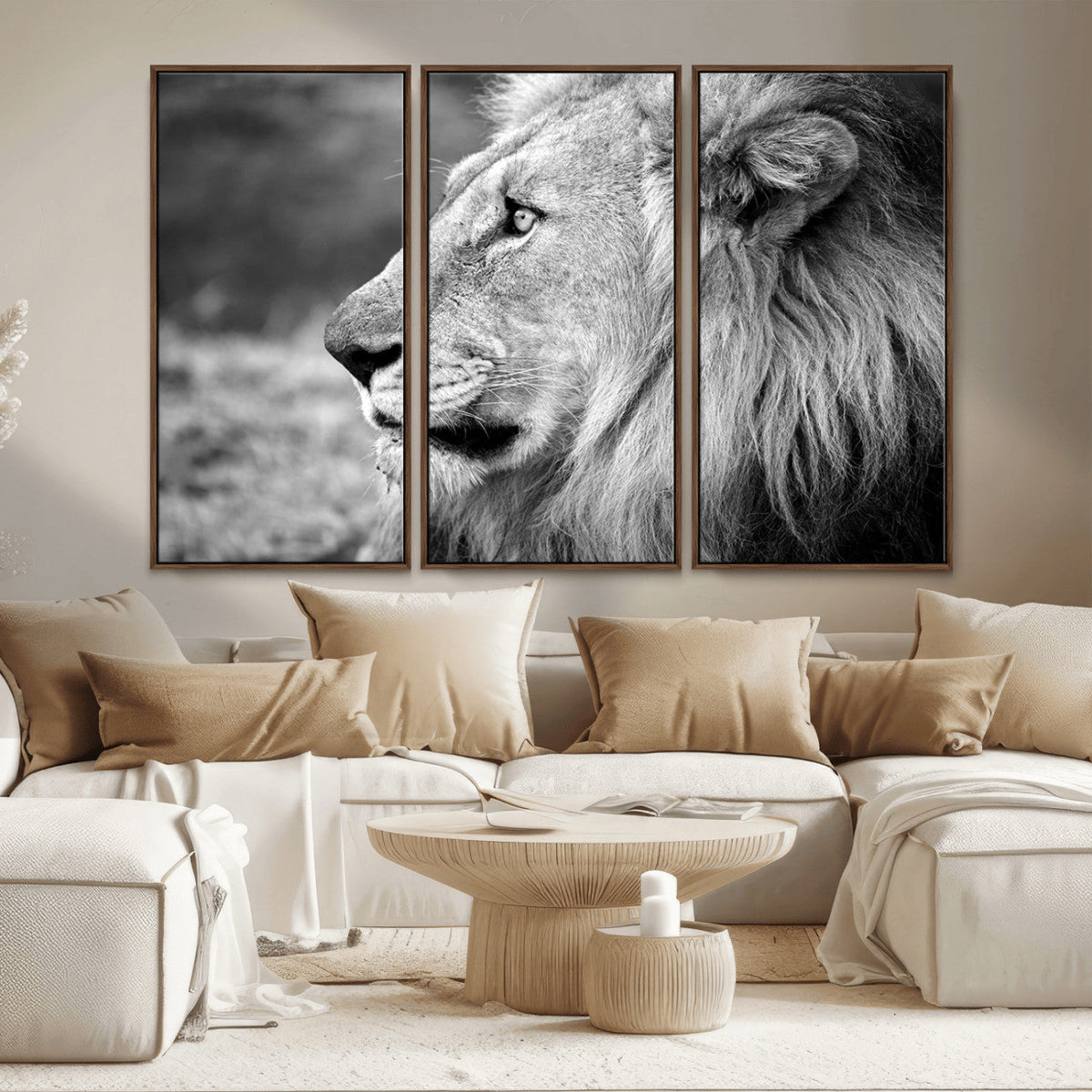 African Lion Wall Art Canvas Print – Majestic Wildlife
