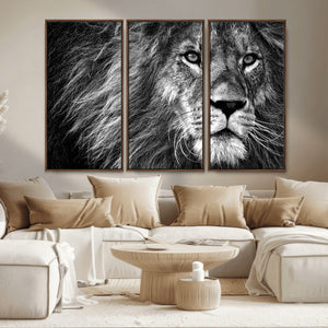 Black and White Lion Canvas Wall Art Print – Wildlife
