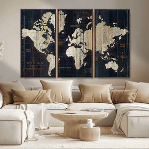 World Map Canvas Print – Detailed Map of the World Wall Art