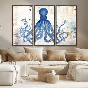 Octopus Canvas Wall Art | Coastal Marine Life Artwork for