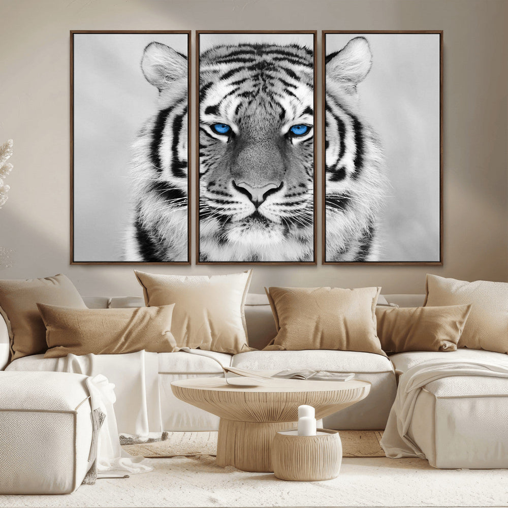 Black and White Tiger Wall Art Animal Canvas Print