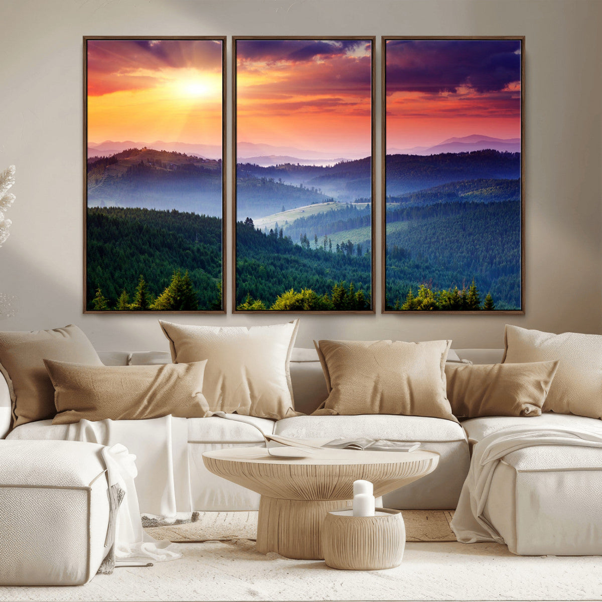Mountain and Sunset Wall Art Canvas Print